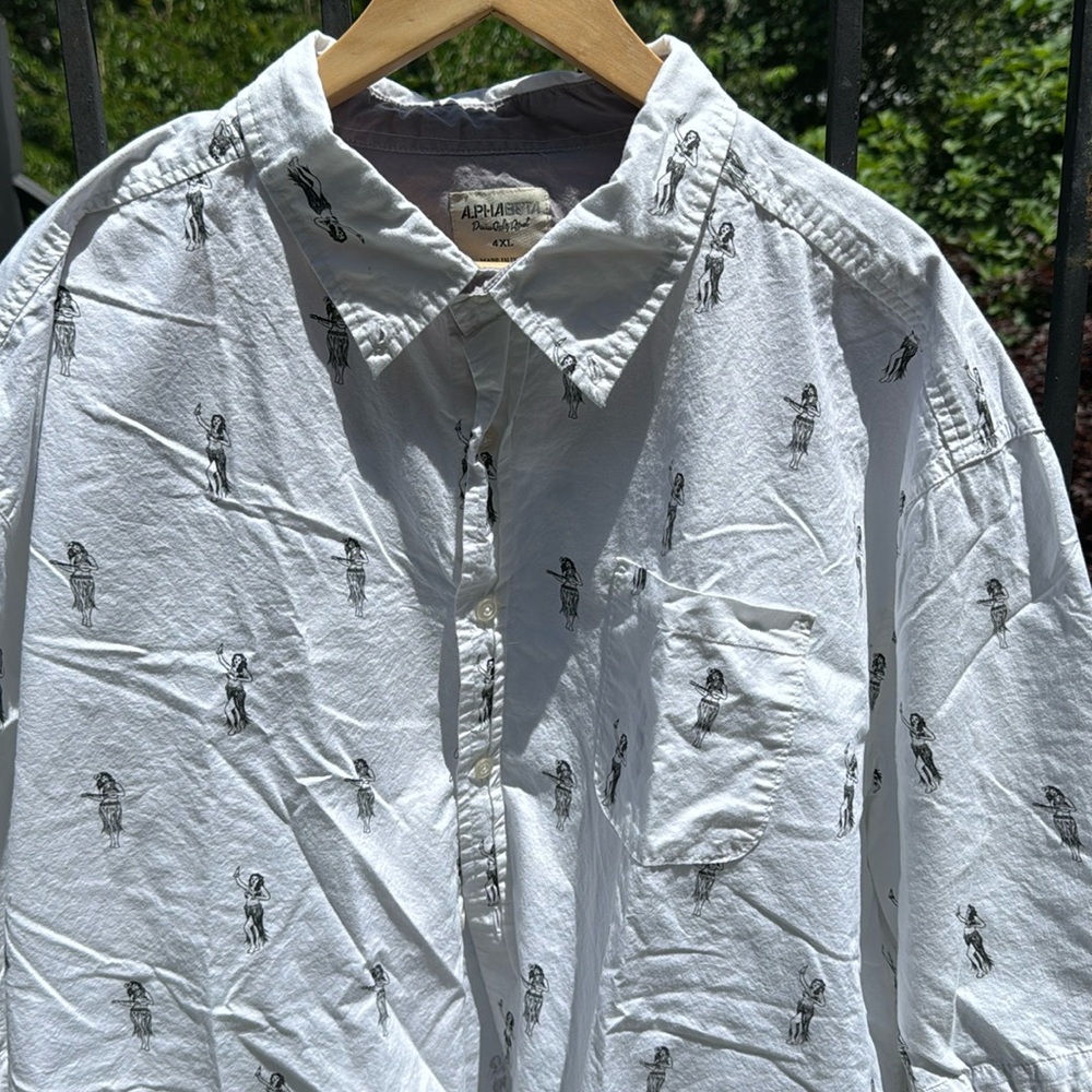 Vintage Hawaiian Hula Girl Shirt 4XL Alphabeta Brand 100% Cotton